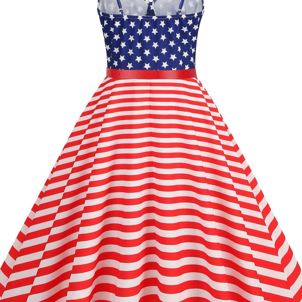 
                      
                        Red 1950s American Flag Print Vintage Dress
                      
                    