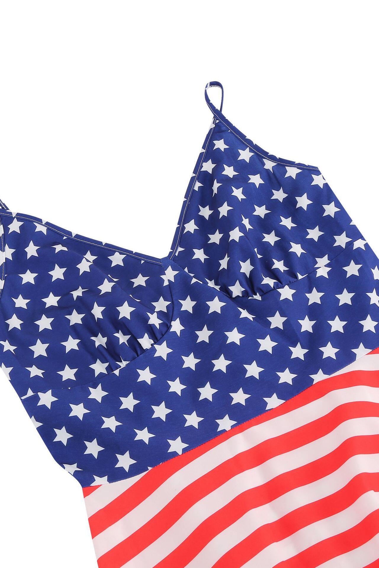 Red 1950s American Flag Print Vintage Dress