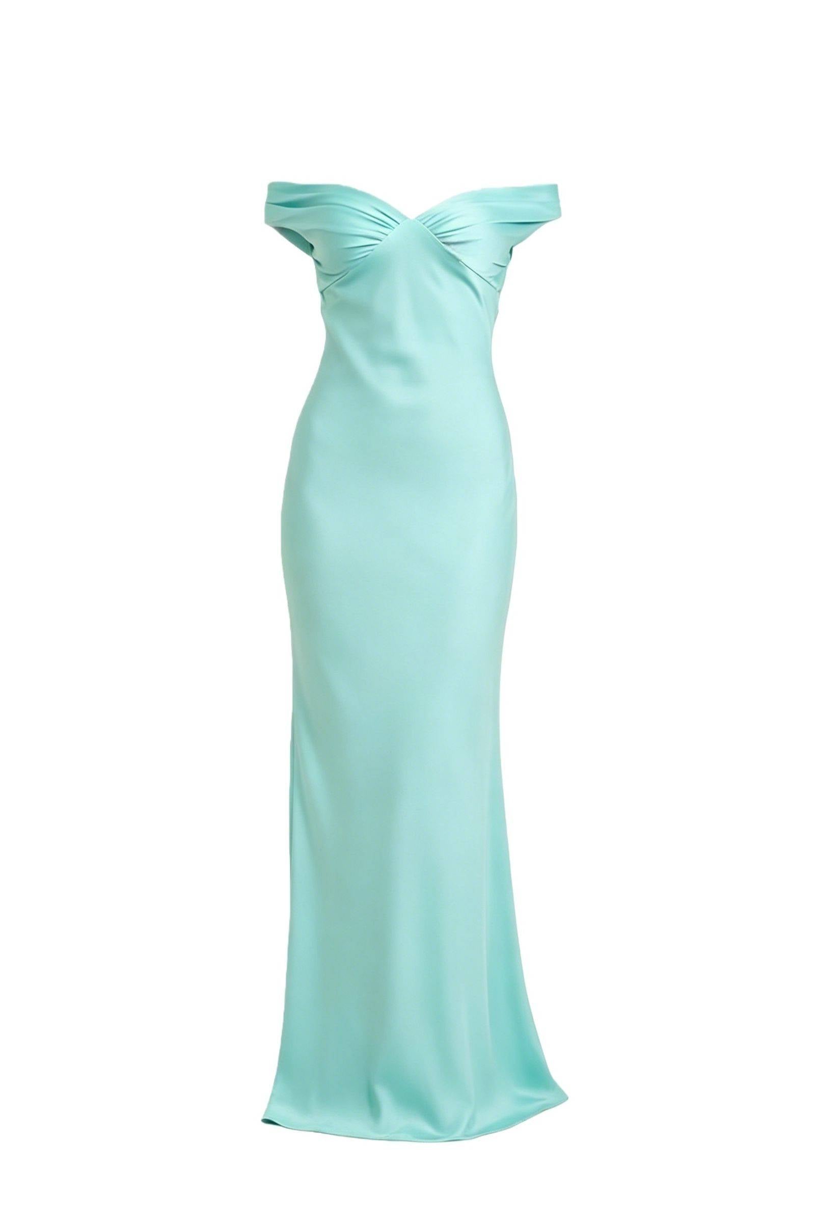 off the shoulder aqua open back sheath long dress Aqua Off-the-Shoulder Silk Long Party Dress Dressesforparty
