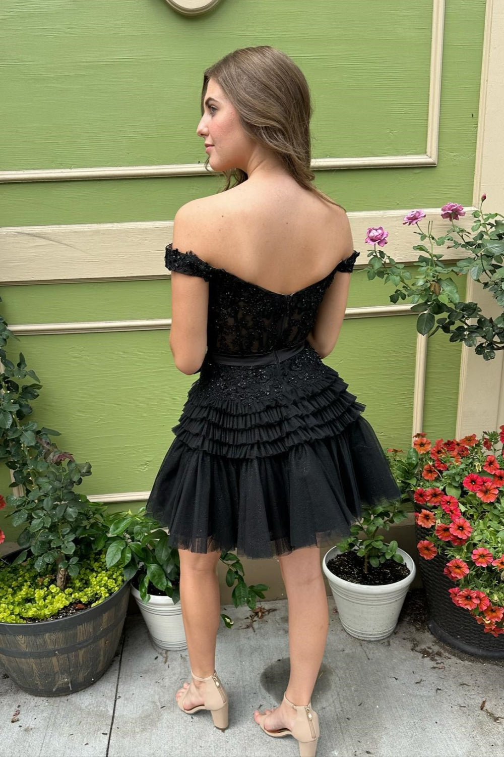 Off the Shoulder Fuchsia Appliques Homecoming Dress