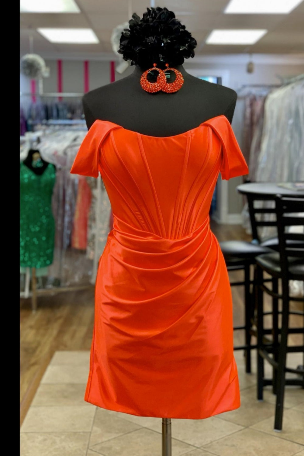 Off the Shoulder Hot Pink Ruched Short Dress