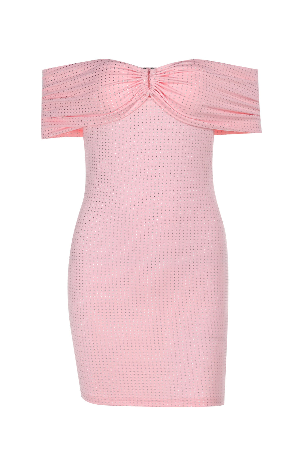 Off the Shoulder Pink Beaded Bodycon Short Dress