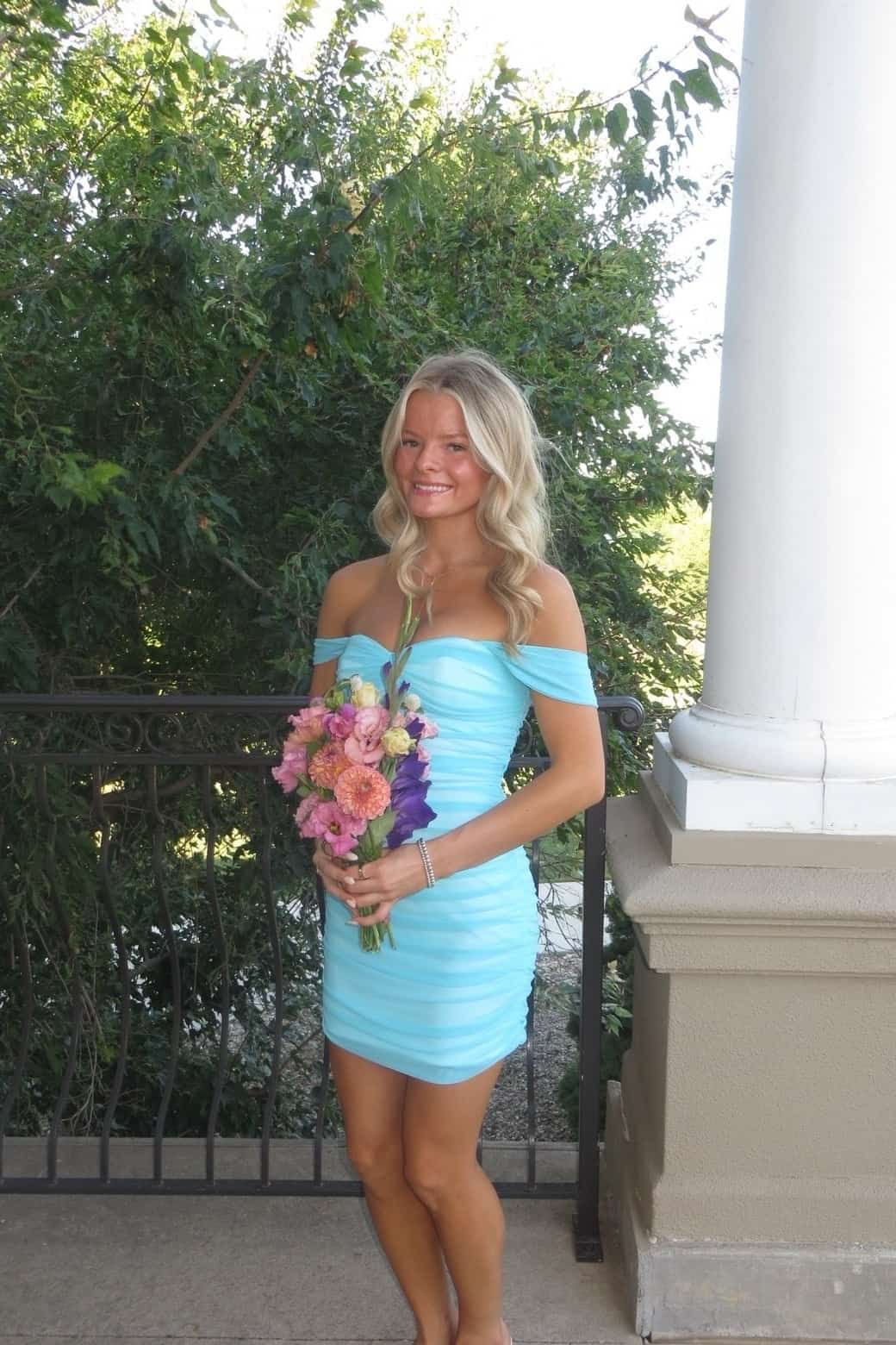 Off the Shoulder Pink Tight Short Tulle Dress
