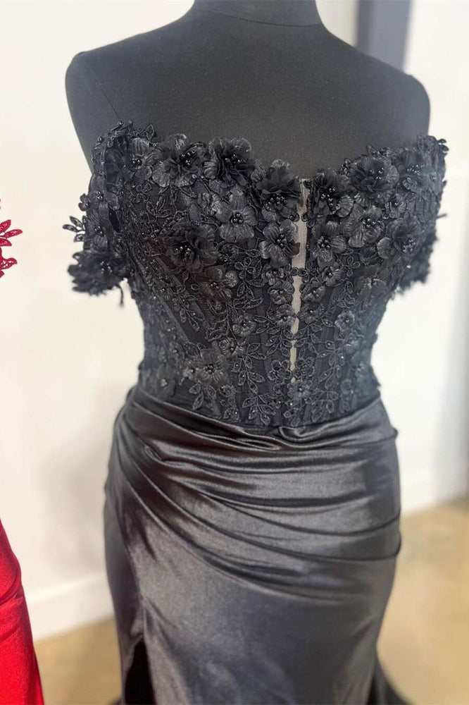 
                      
                        Off the Shoulder Red 3D Floral Long Dress with Slit
                      
                    