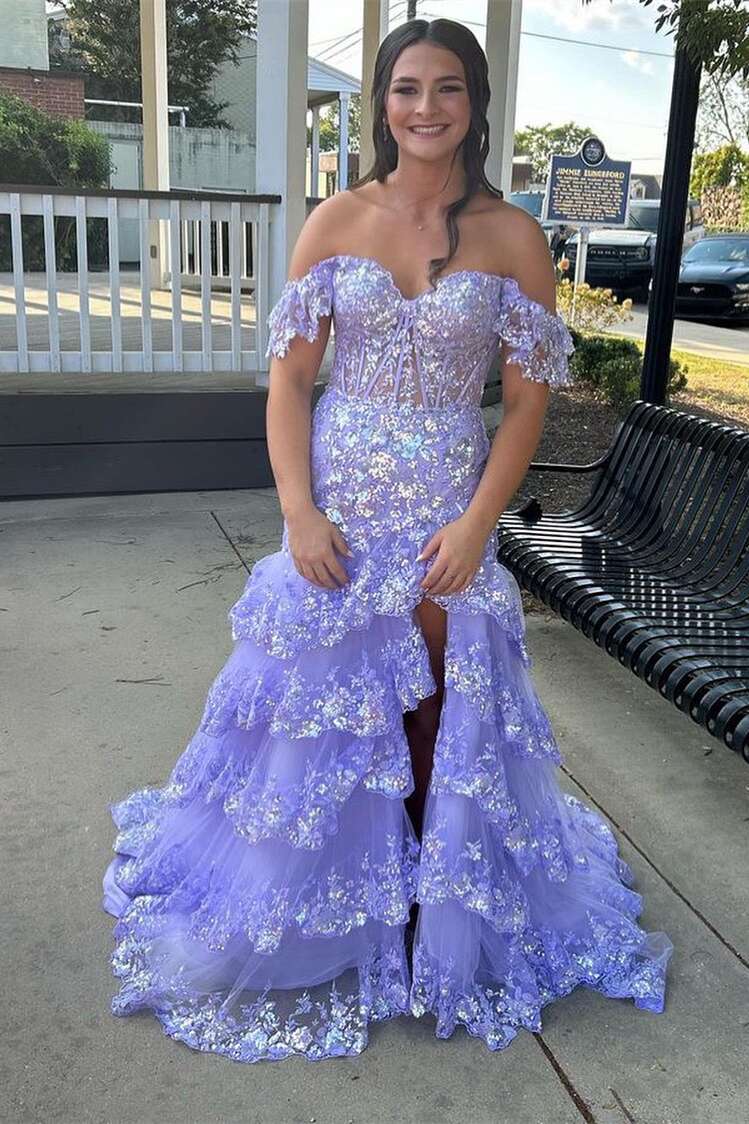 sequin ruffle tiered mermaid dress Sequin Ruffle Tiered Mermaid Dress