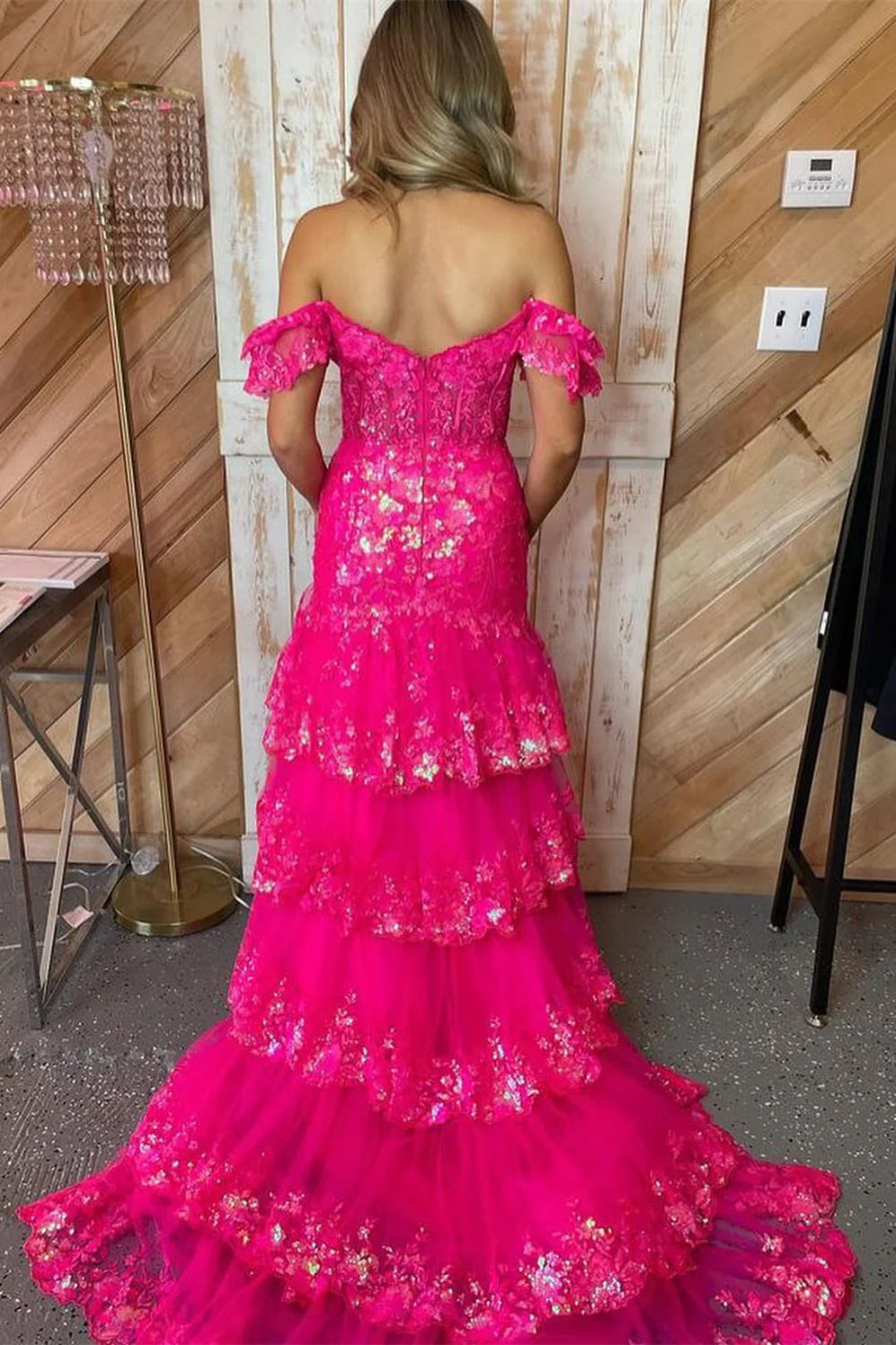 sequin ruffle tiered mermaid dress Sequin Ruffle Tiered Mermaid Dress