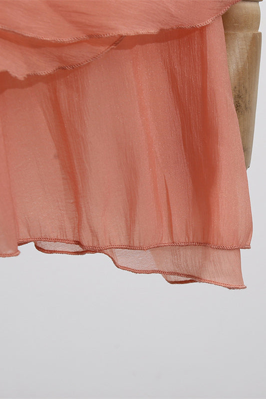 
                      
                        Off the Shoulder Apricot Ruffled Hem Short Dress
                      
                    