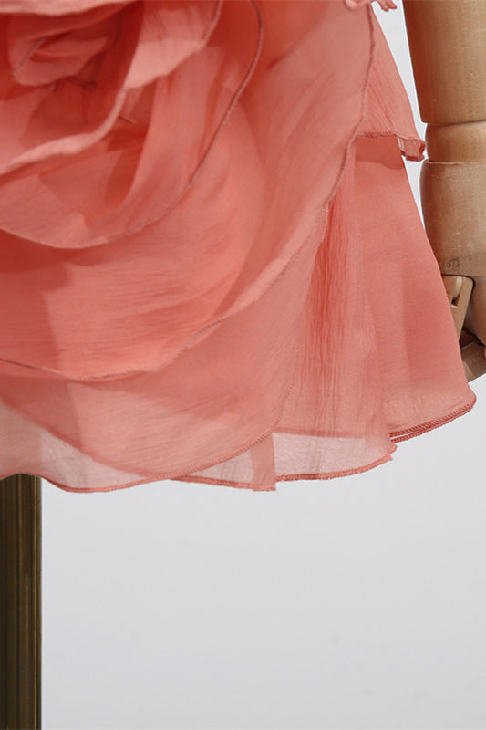 
                      
                        Off the Shoulder Apricot Ruffled Hem Short Dress
                      
                    