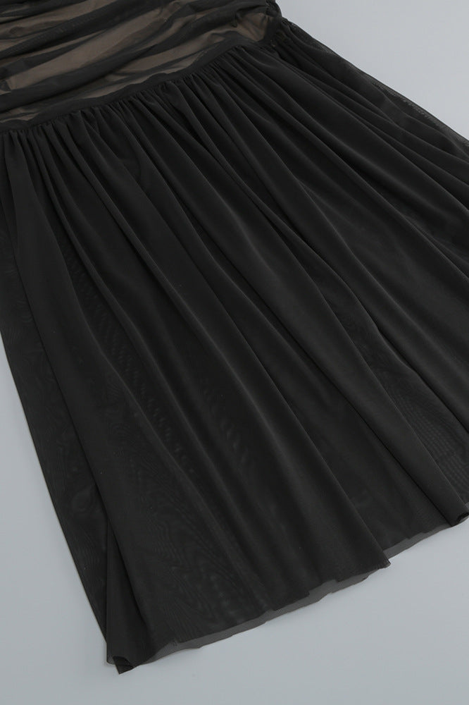
                      
                        Off the Shoulder Black Ruched Long Dress
                      
                    