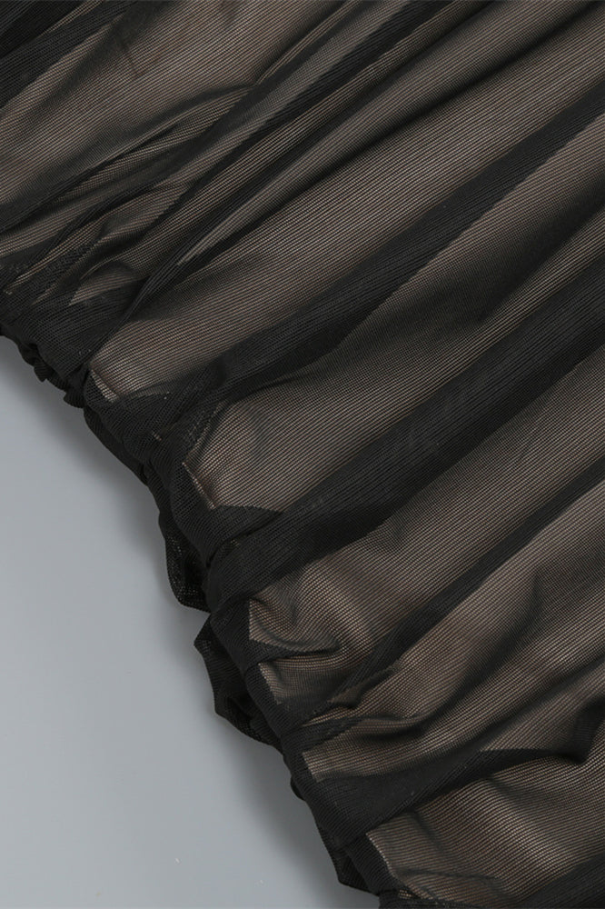 
                      
                        Off the Shoulder Black Ruched Long Dress
                      
                    
