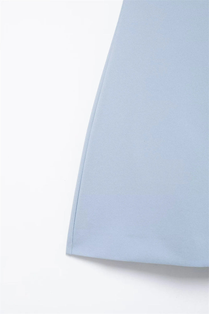 
                      
                        Off the Shoulder Blue Bow Front Short Dress
                      
                    
