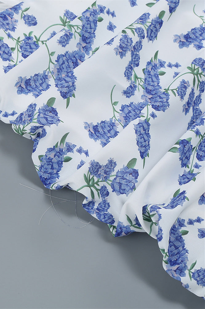 
                      
                        Off the Shoulder Blue Floral Print Bodycon Short Dress
                      
                    