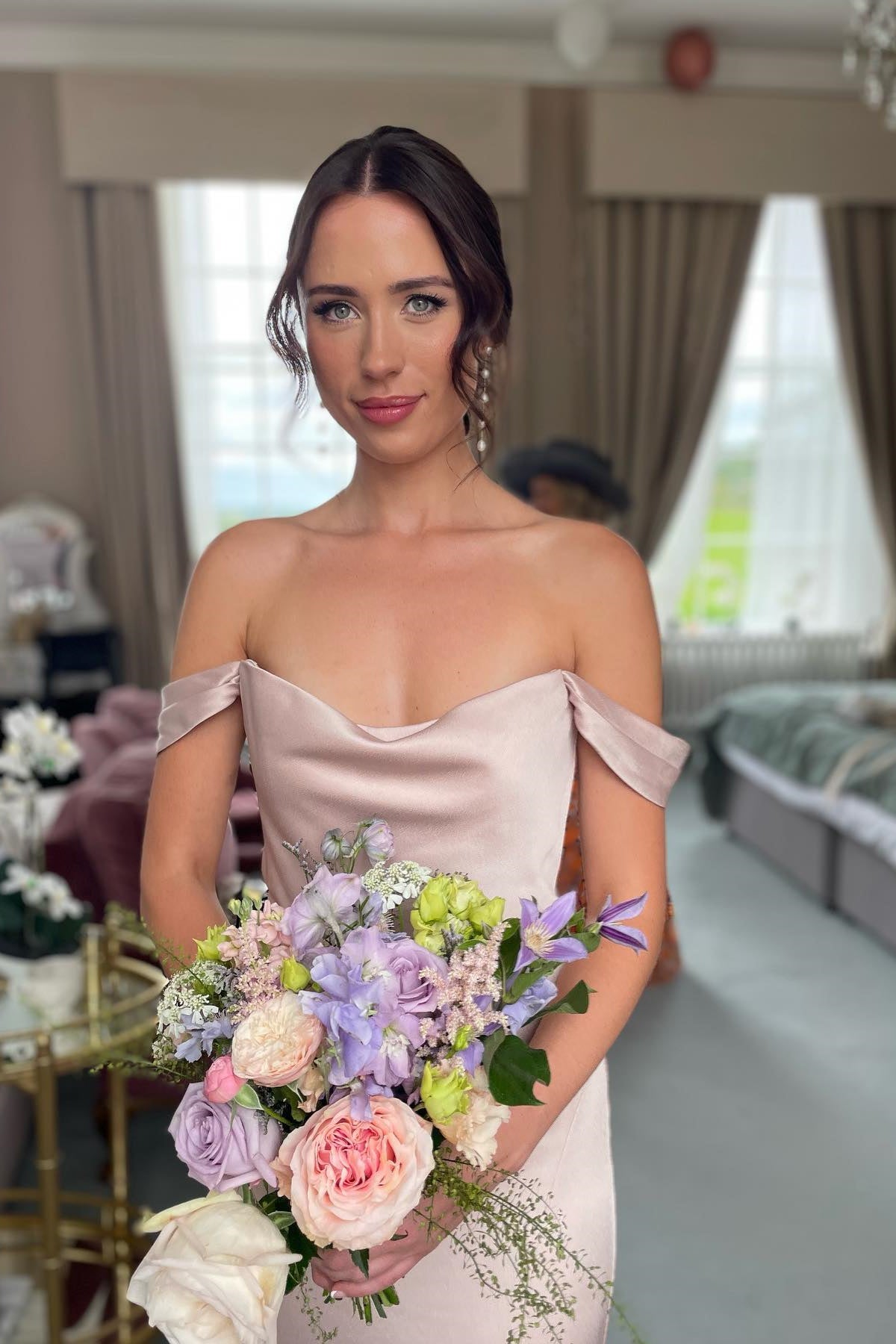 Off the Shoulder Champagne Bridesmaid Dress with Slit PollyBoutique Off the Shoulder Champagne Bridesmaid Dress with Slit PollyBoutique