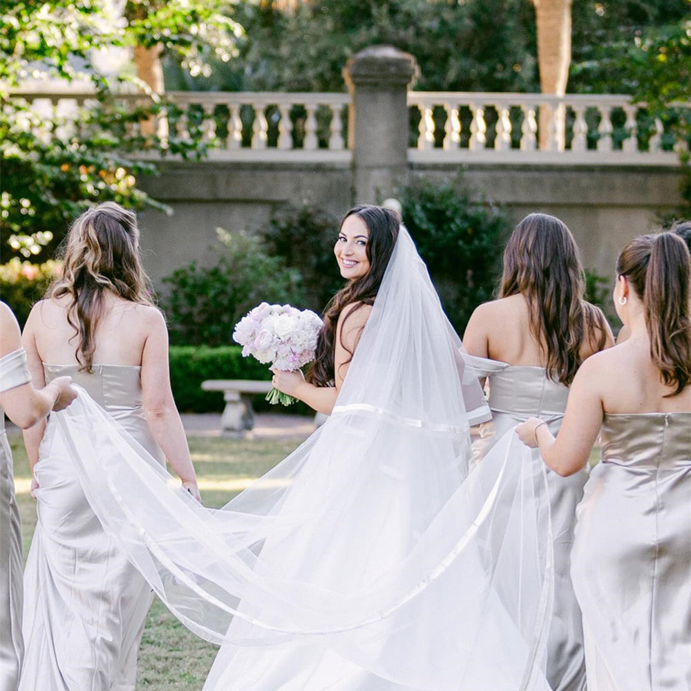 
                      
                        Off the Shoulder Champagne Bridesmaid Dress with Slit
                      
                    