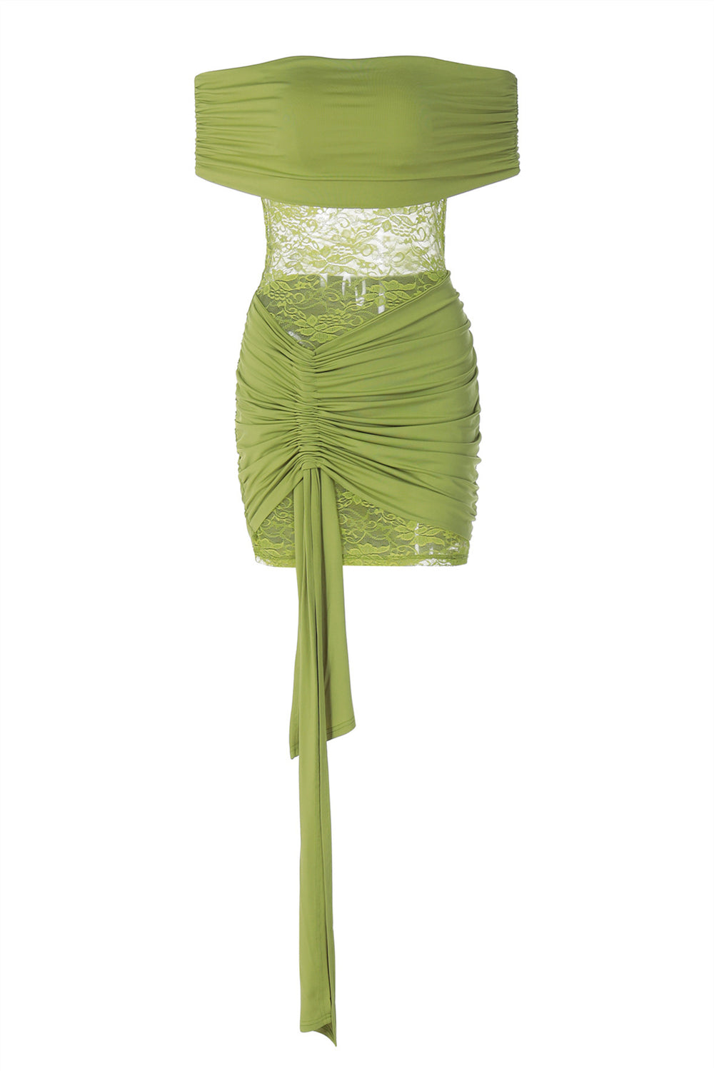 Off the Shoulder Green Lace Bodycon Short Dress