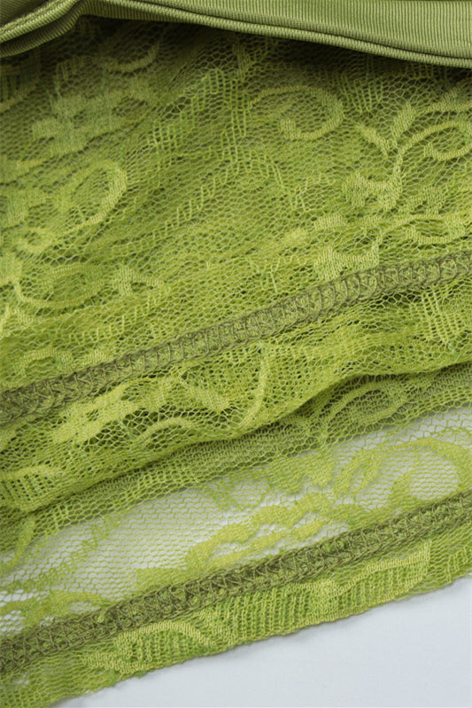 
                      
                        Off the Shoulder Green Lace Bodycon Short Dress
                      
                    