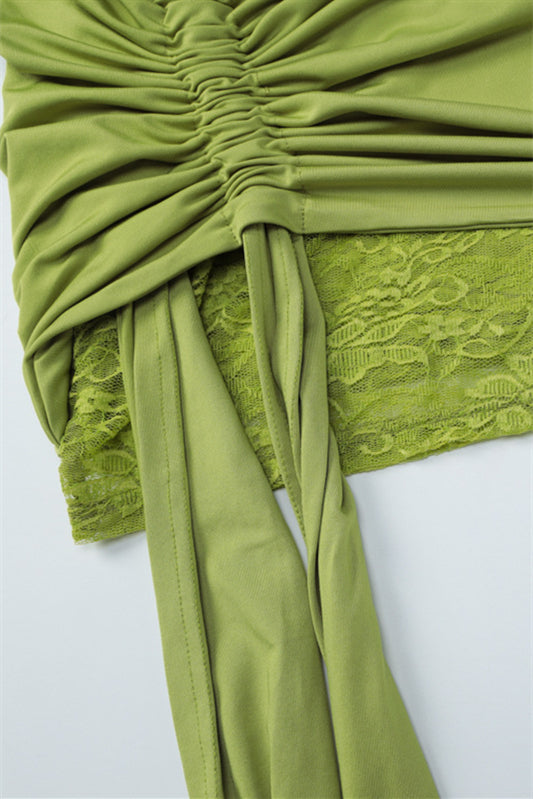 
                      
                        Off the Shoulder Green Lace Bodycon Short Dress
                      
                    