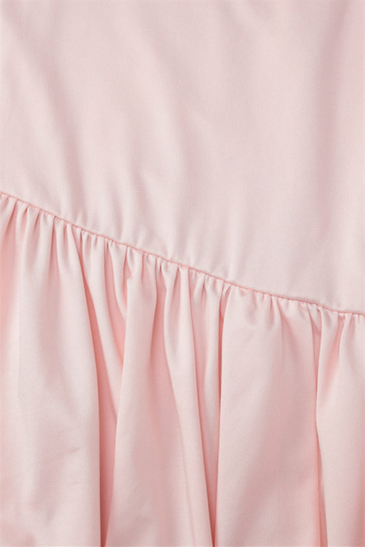 
                      
                        Off the Shoulder Pink A-line Long Dress with a Scarf
                      
                    