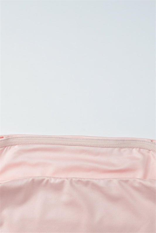 
                      
                        Off the Shoulder Pink A-line Long Dress with a Scarf
                      
                    