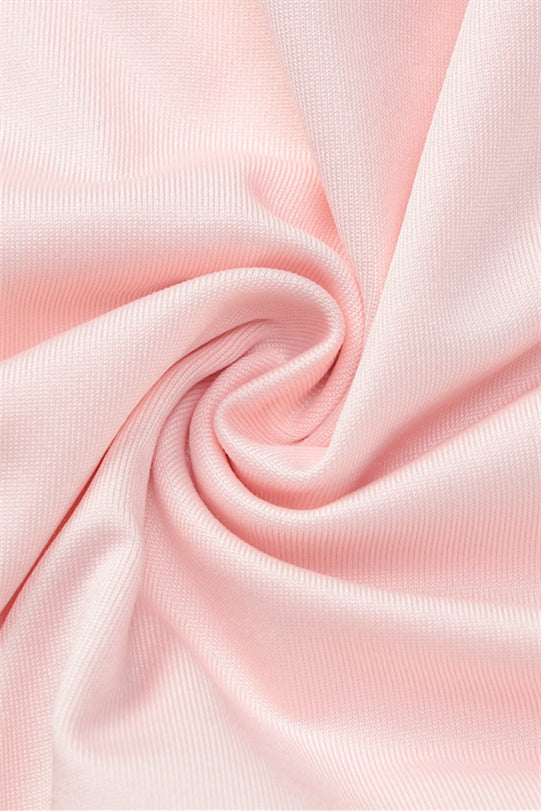 
                      
                        Off the Shoulder Pink A-line Long Dress with a Scarf
                      
                    