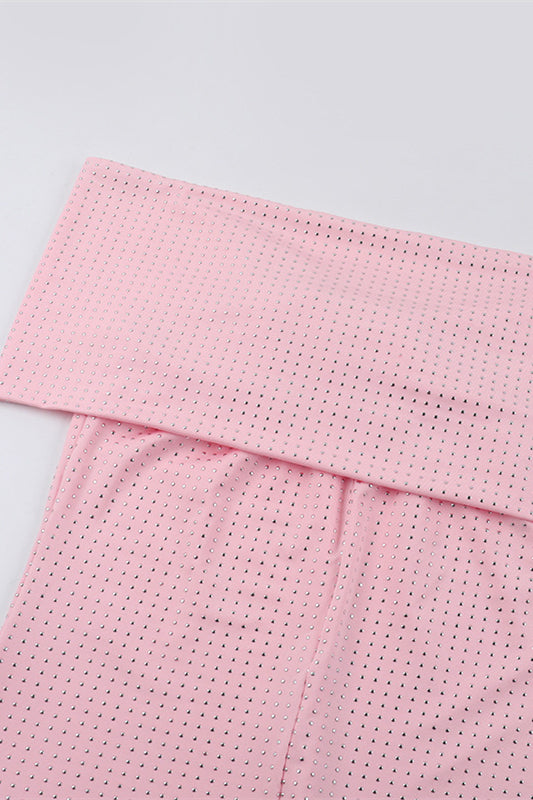 
                      
                        Off the Shoulder Pink Beaded Bodycon Short Dress
                      
                    