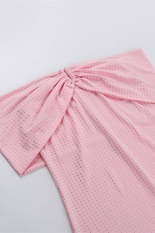 
                      
                        Off the Shoulder Pink Beaded Bodycon Short Dress
                      
                    