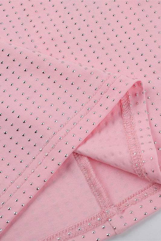 
                      
                        Off the Shoulder Pink Beaded Bodycon Short Dress
                      
                    