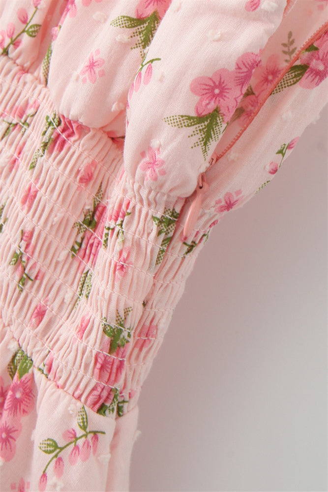 
                      
                        Off the Shoulder Pink Floral Print A-line Short Dress
                      
                    