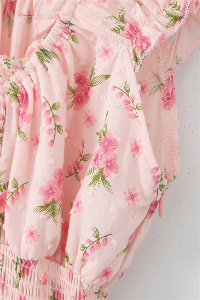 
                      
                        Off the Shoulder Pink Floral Print A-line Short Dress
                      
                    