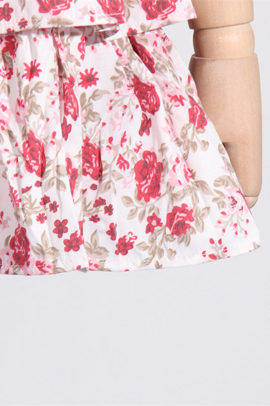 
                      
                        Off the Shoulder Pink Floral Print Tiered Short Dress
                      
                    