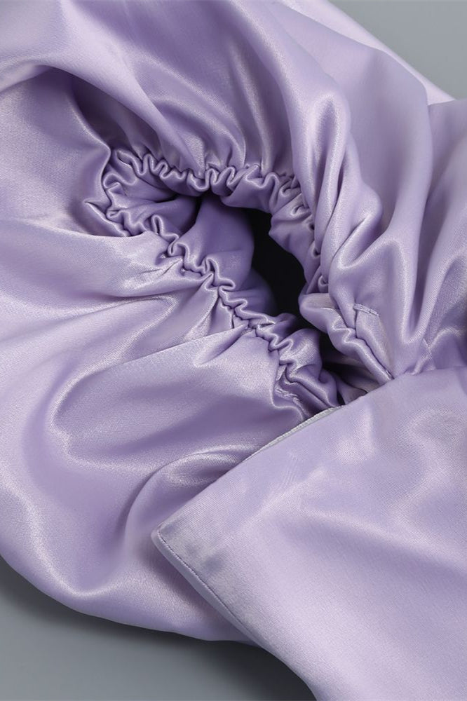 
                      
                        Off the Shoulder Purple Bodycon Short Dress with Slit
                      
                    