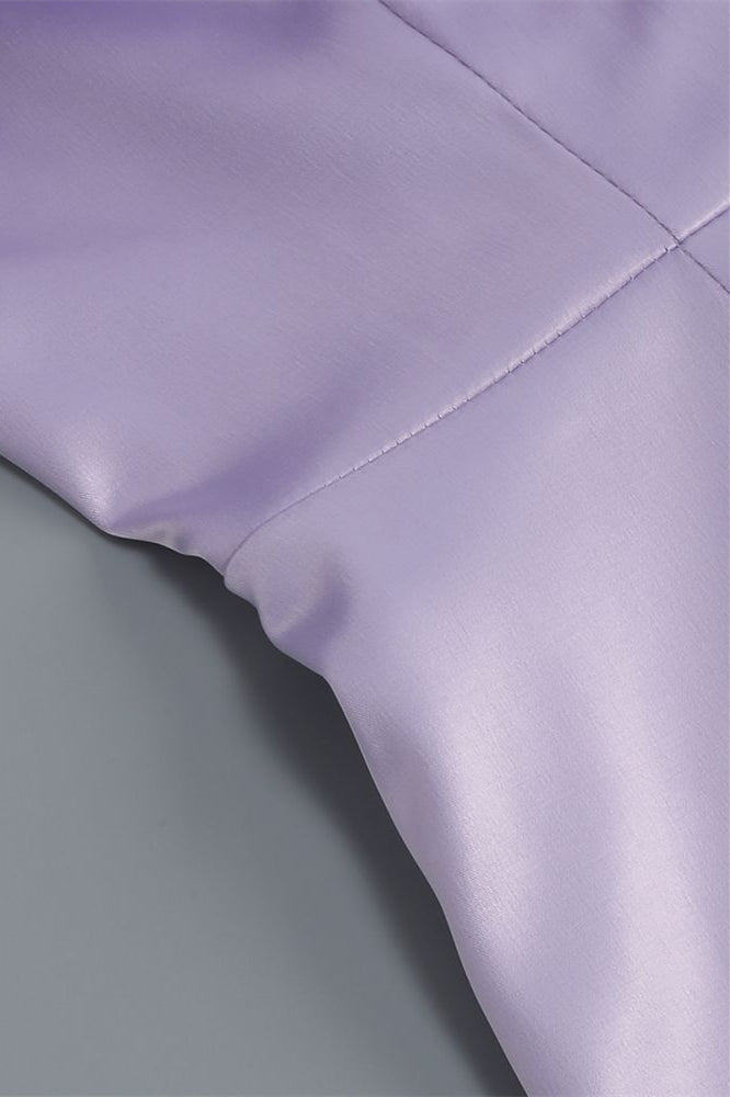 
                      
                        Off the Shoulder Purple Bodycon Short Dress with Slit
                      
                    