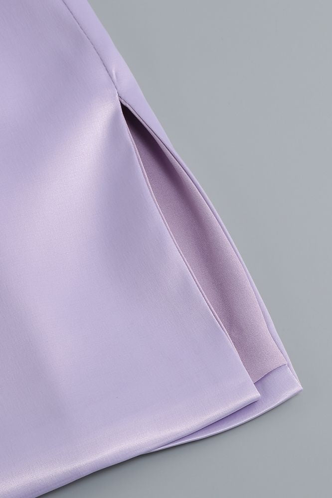 
                      
                        Off the Shoulder Purple Bodycon Short Dress with Slit
                      
                    