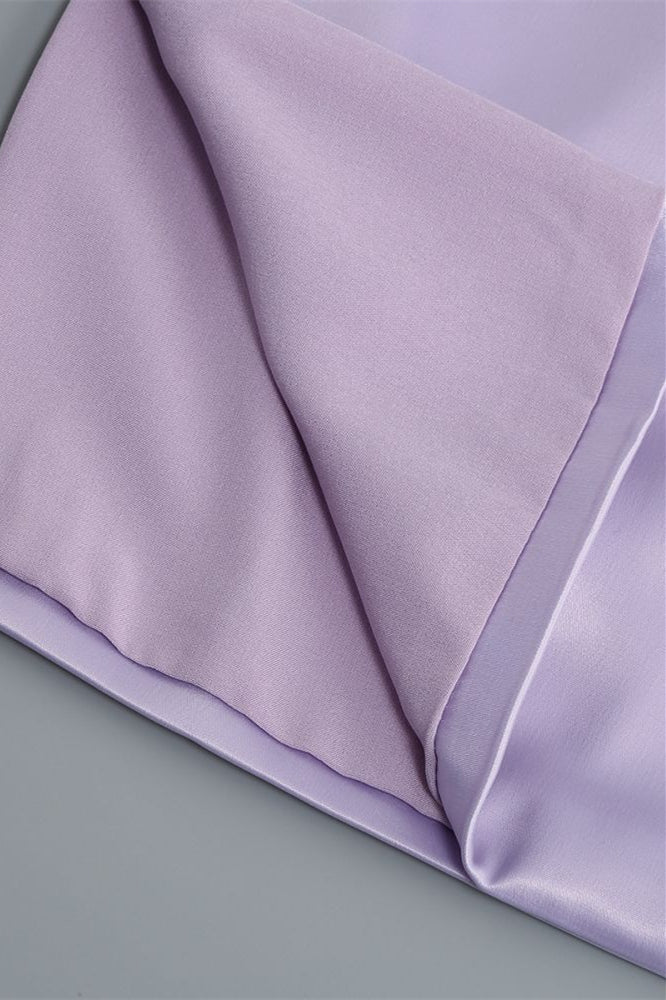 
                      
                        Off the Shoulder Purple Bodycon Short Dress with Slit
                      
                    
