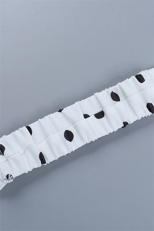 
                      
                        Off the Shoulder White Polka Dots A-line Short Dress
                      
                    