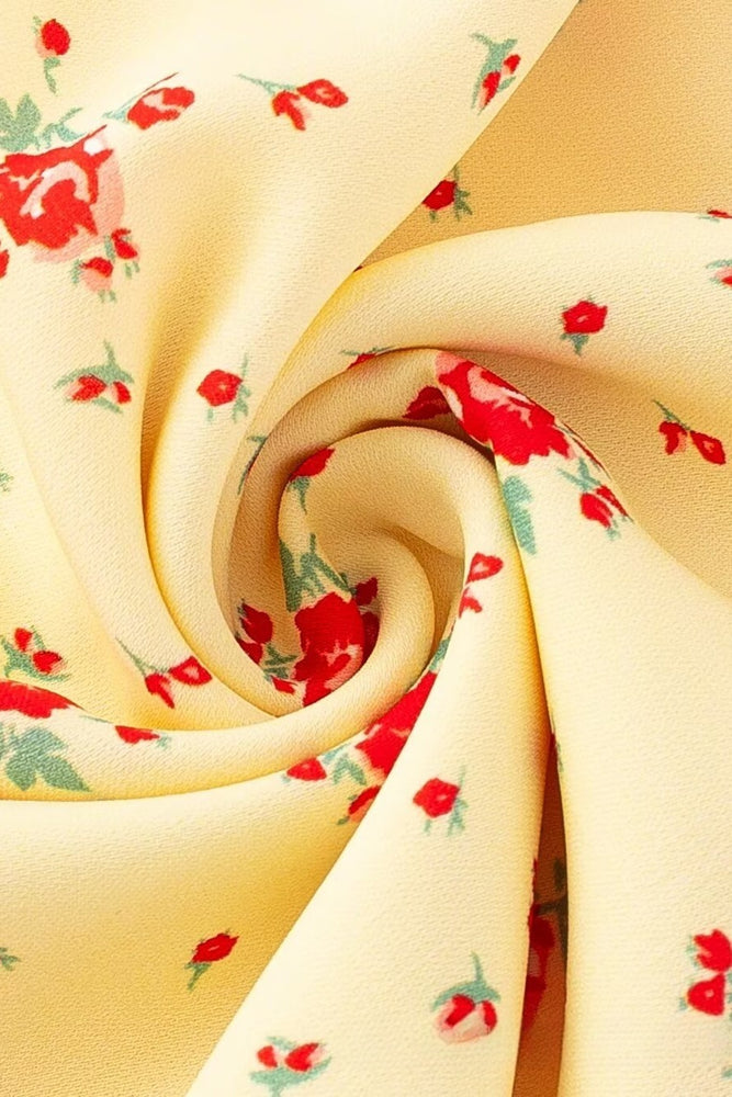 
                      
                        Off the Shoulder Yellow Floral Print Column Long Dress
                      
                    