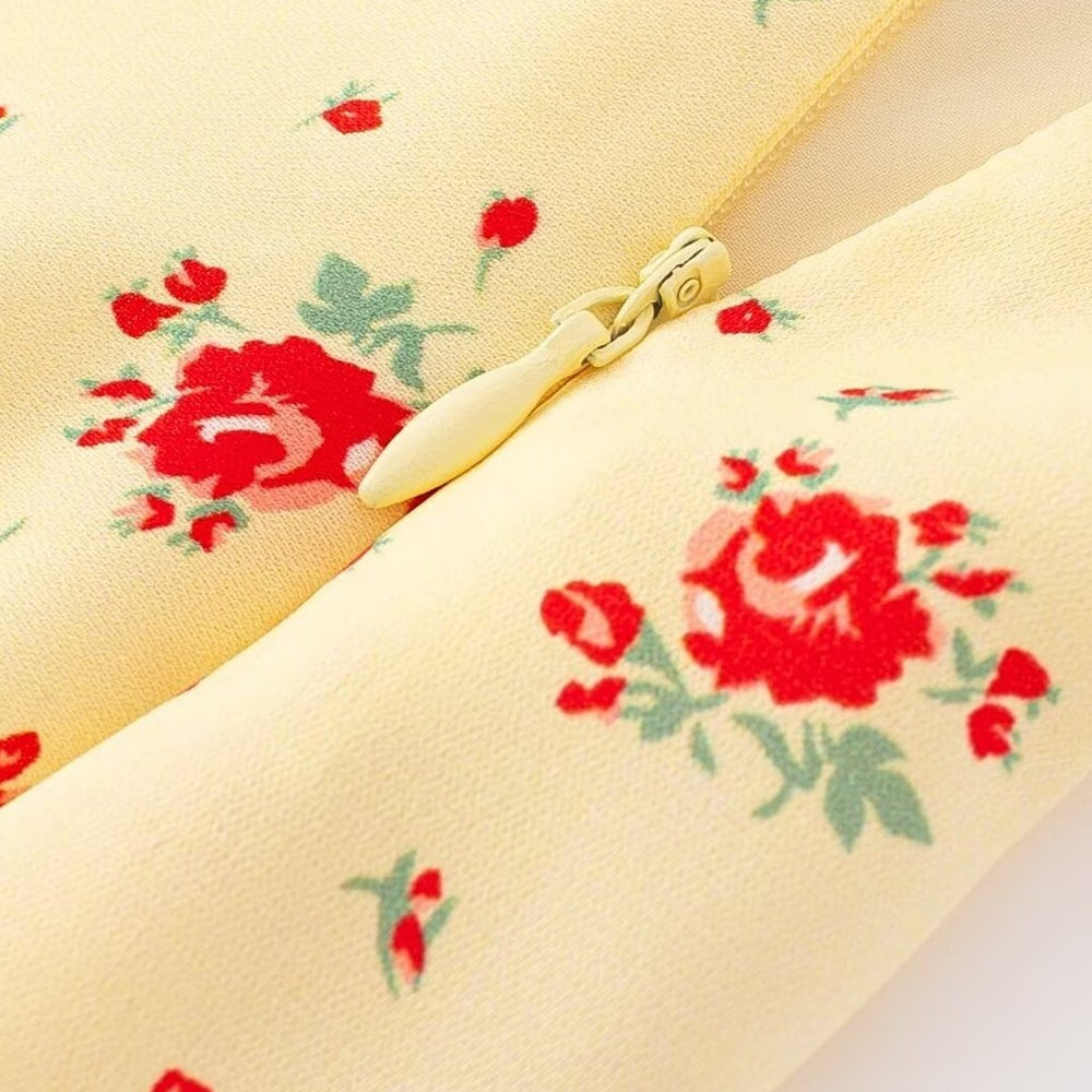 
                      
                        Off the Shoulder Yellow Floral Print Column Long Dress
                      
                    