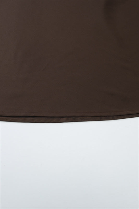 
                      
                        One Shoulder Brown Ruched Sheath Long Dress
                      
                    