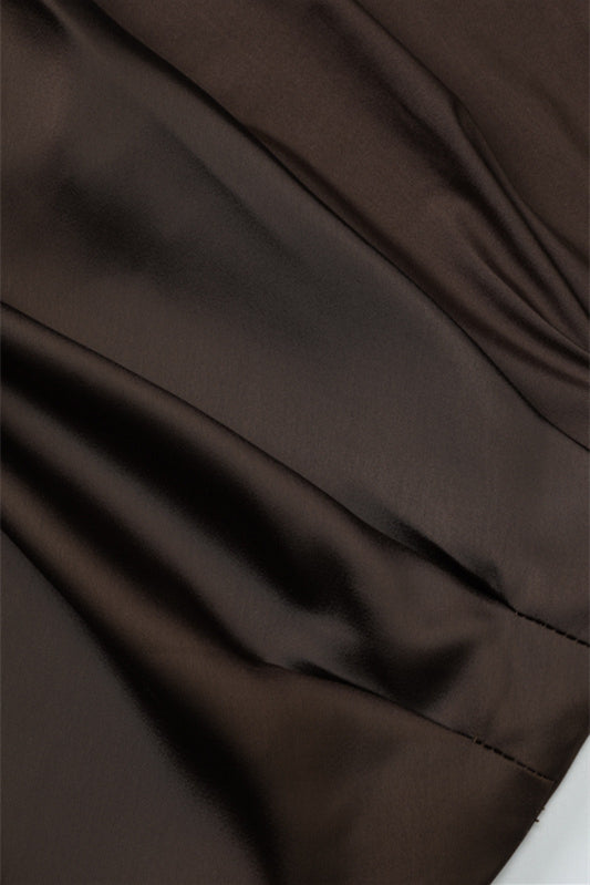 
                      
                        One Shoulder Brown Ruched Sheath Long Dress
                      
                    