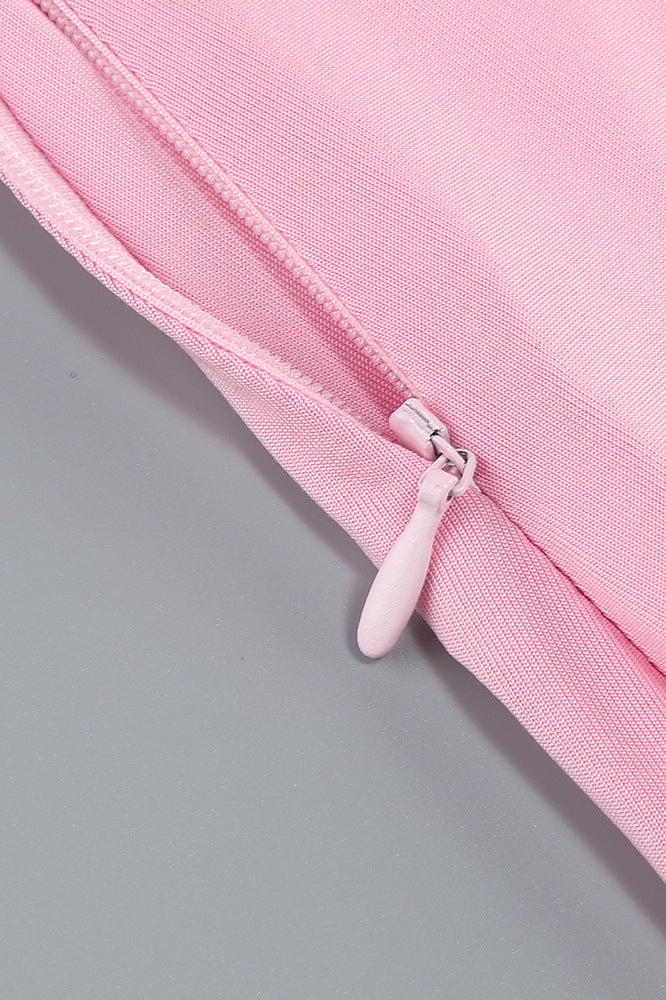 
                      
                        One Shoulder Pink Back Tie Sheath Long Dress
                      
                    