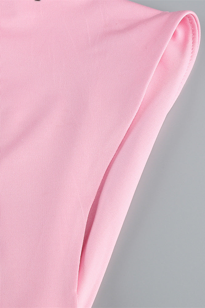 
                      
                        One Shoulder Pink Back Tie Sheath Long Dress
                      
                    