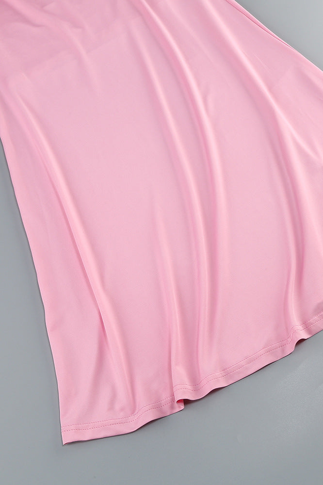 
                      
                        One Shoulder Pink Back Tie Sheath Long Dress
                      
                    