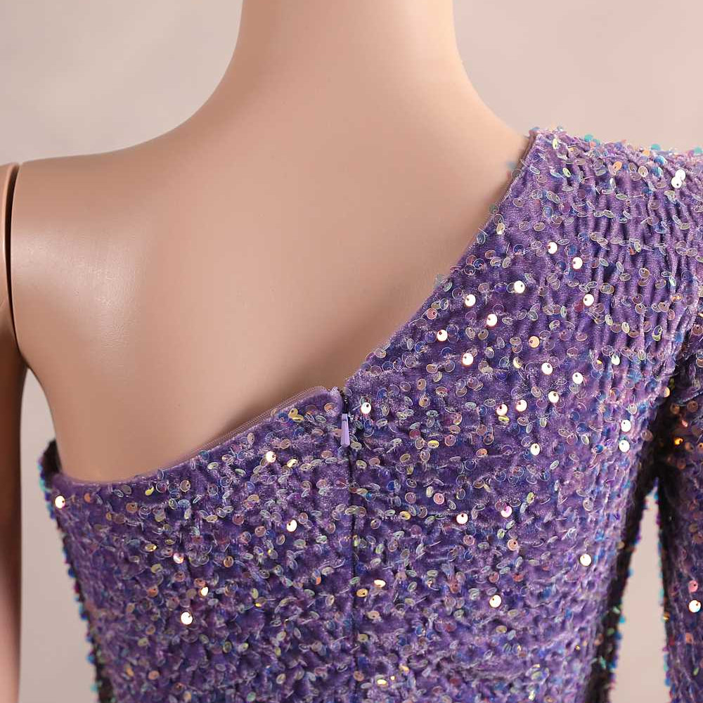 
                      
                        One Shoulder Purple Sequin Mermaid Long Dress
                      
                    