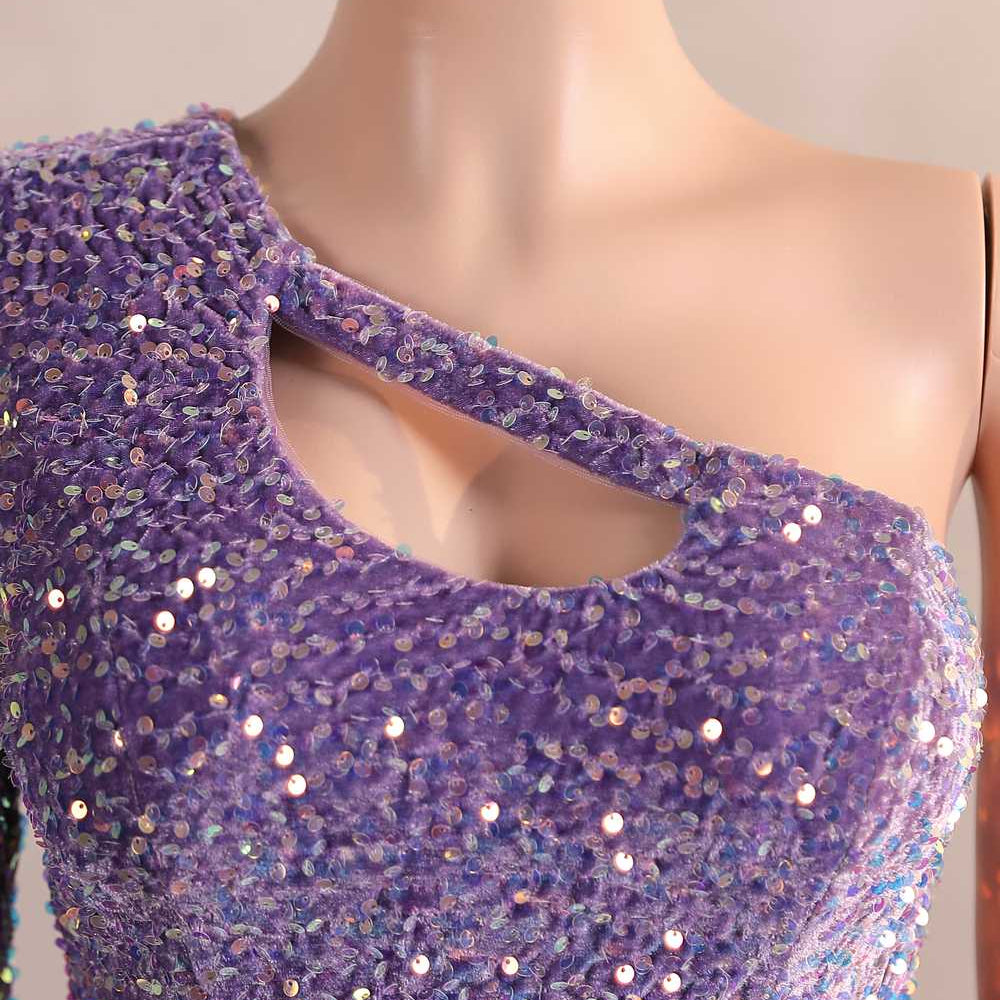 
                      
                        One Shoulder Purple Sequin Mermaid Long Dress
                      
                    