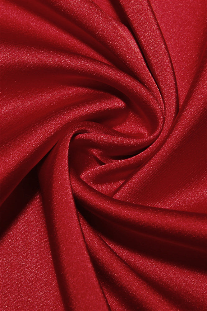 
                      
                        One Shoulder Red High Slit Ruched Long Dress
                      
                    
