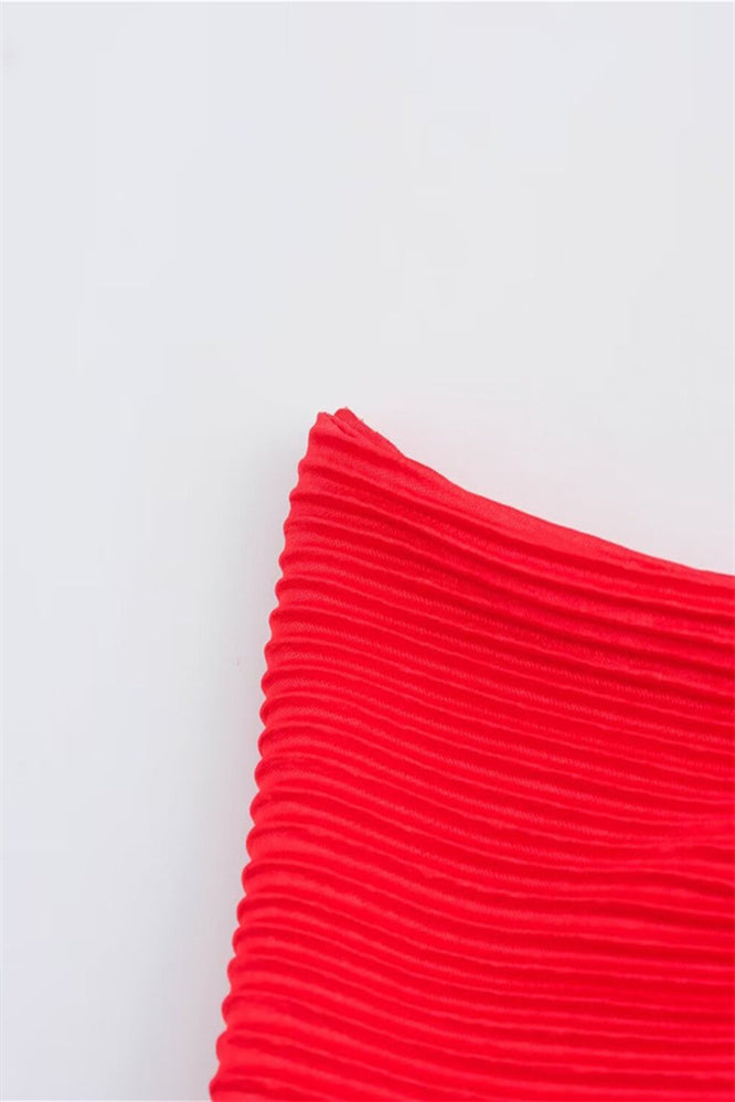 
                      
                        One Shoulder Red Pleated A-line Long Dress
                      
                    