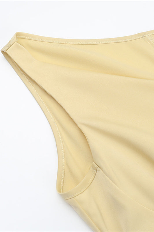 
                      
                        One Shoulder Yellow Column Satin Long Dress
                      
                    