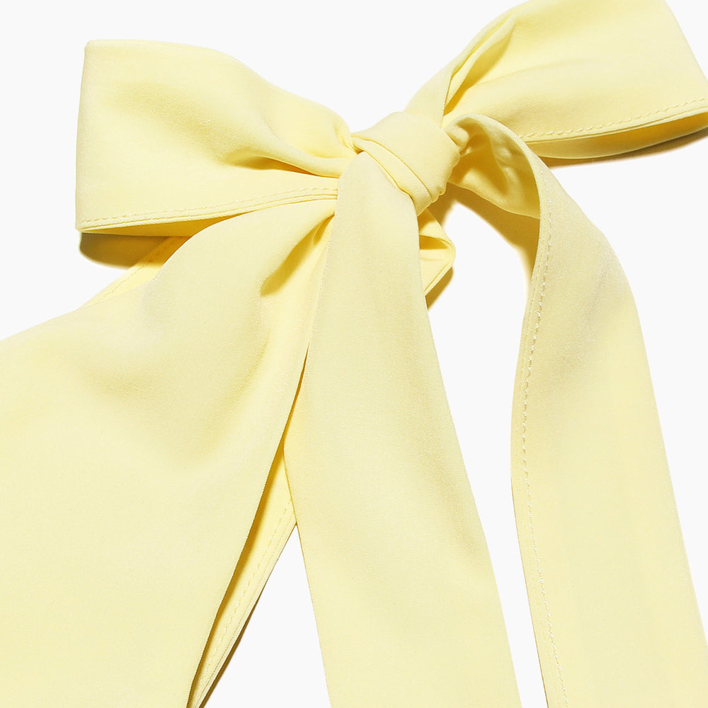 
                      
                        One Shoulder Yellow Ruched Short Dress with Bow
                      
                    