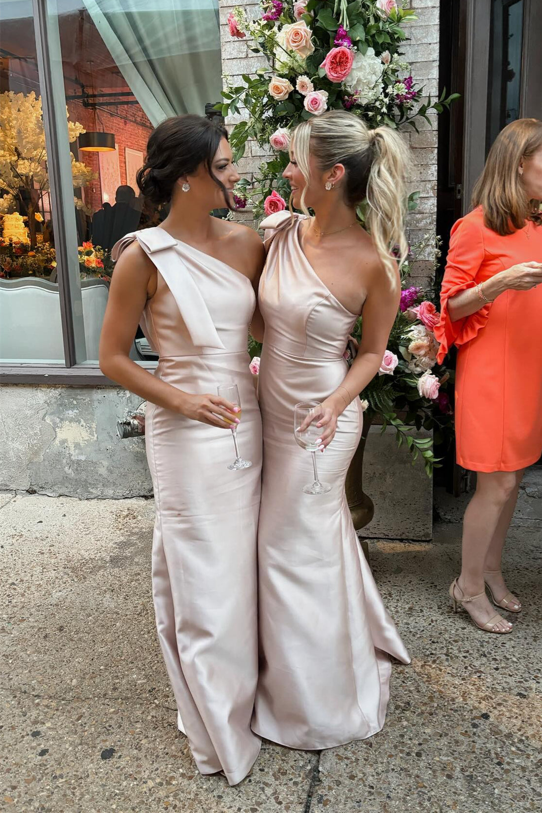 One Shoulder Dusty Blue Mermaid Bridesmaid Dress main image 0