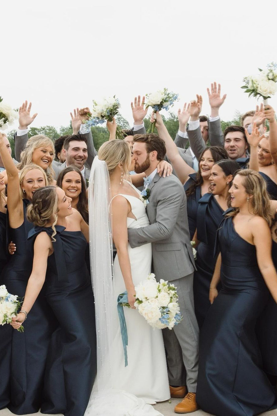 One Shoulder Dusty Blue Mermaid Bridesmaid Dresses